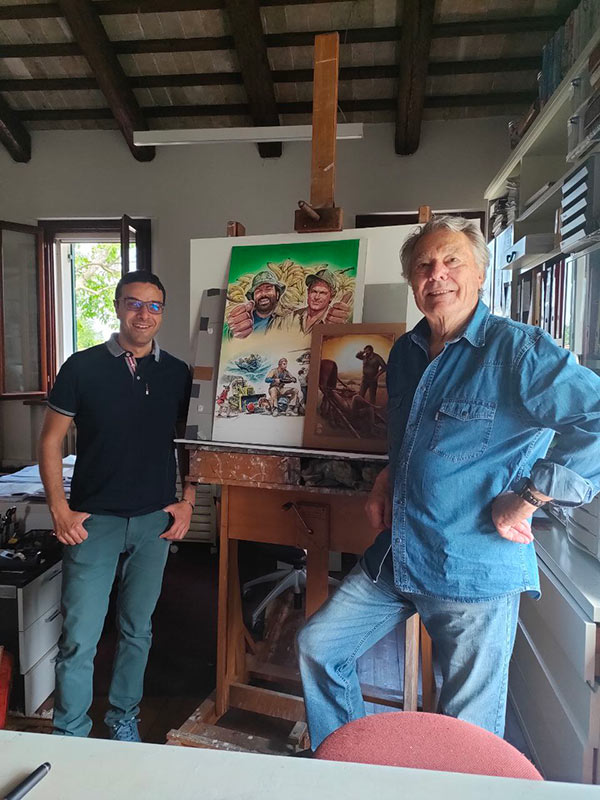 Renato Casaro nel suo Studio con Alberto Baldisserotto