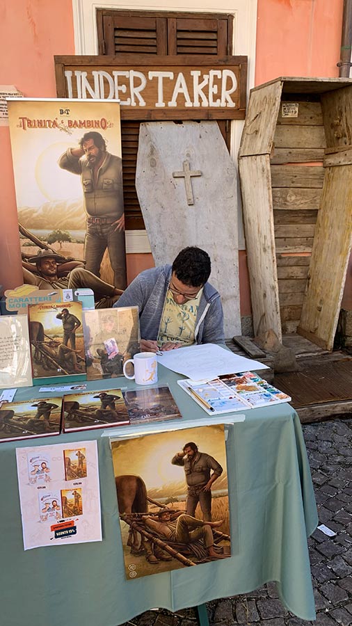 Illustrazione Live con Alberto Baldisserotto all' area di esposizione delle pubblicazioni