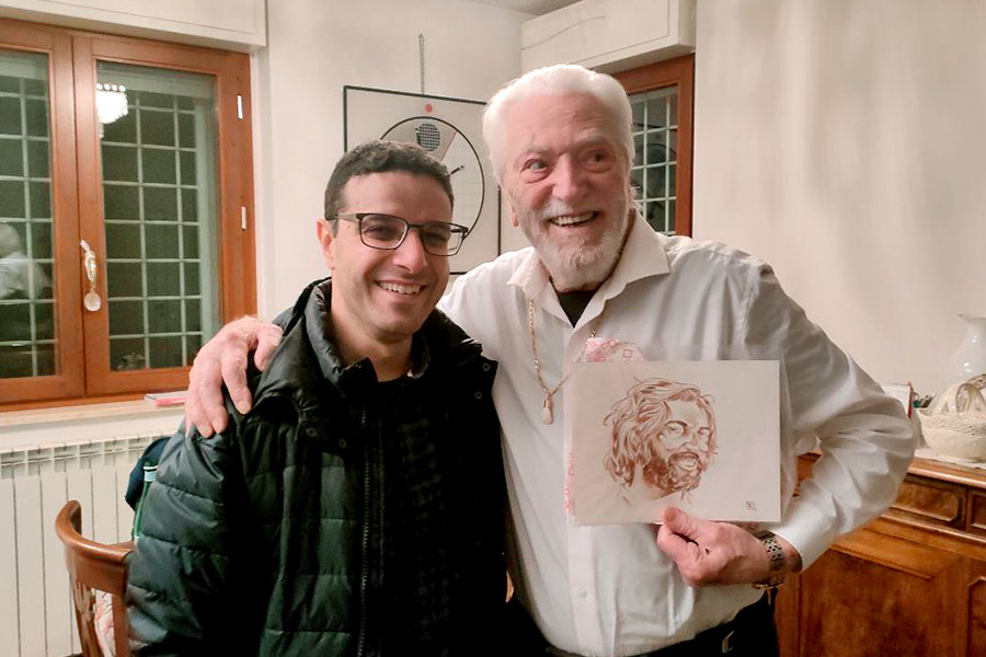 Riccardo Pizzuti con l'Illustrazione ad Acquerello di Alberto Baldisserotto